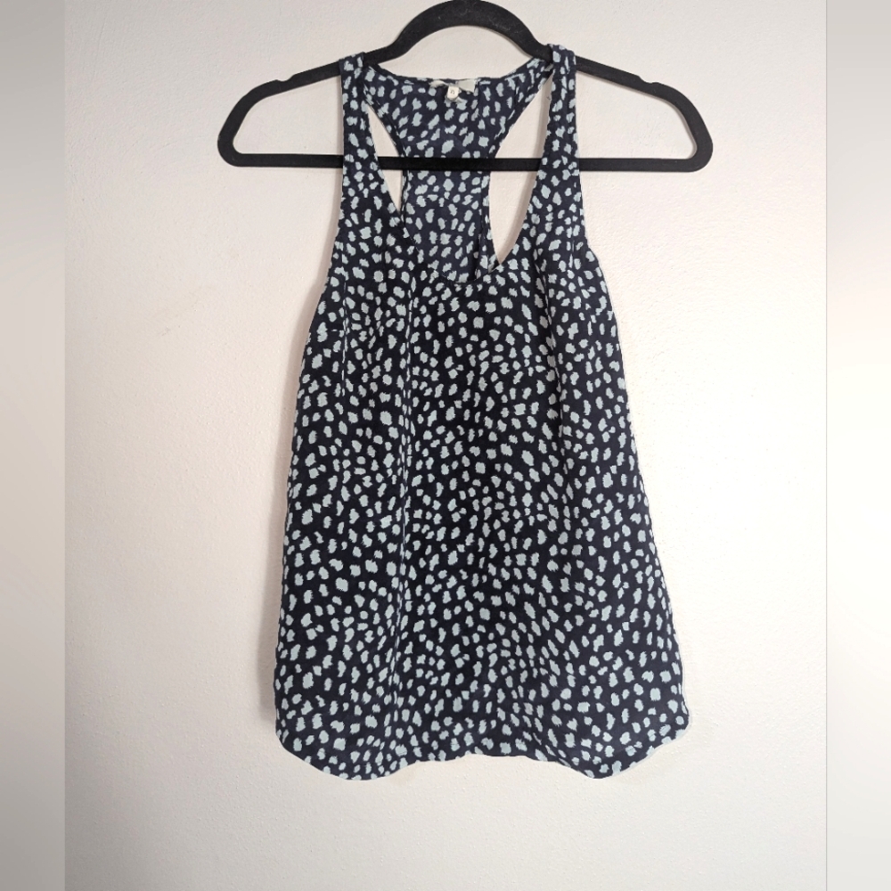 XS Joie Blue Printed Racerback Silk Tank Top